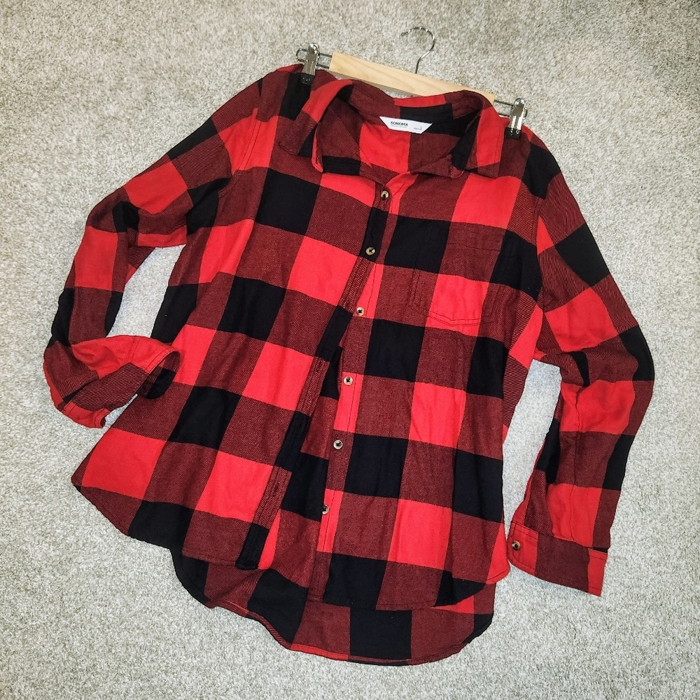 Sonoma Red and Black Buffalo Plaid Checkered Shirt - Picture 8 of 9
